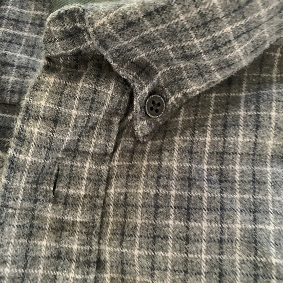 CABELA'S Long Sleeve Grey Windowpane flannel shirt Button Up White Blue XL - Picture 6 of 9